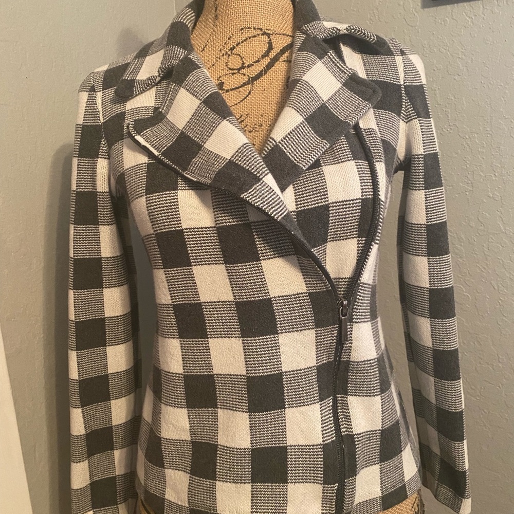 Chaps Gray and White Plaid Jacket